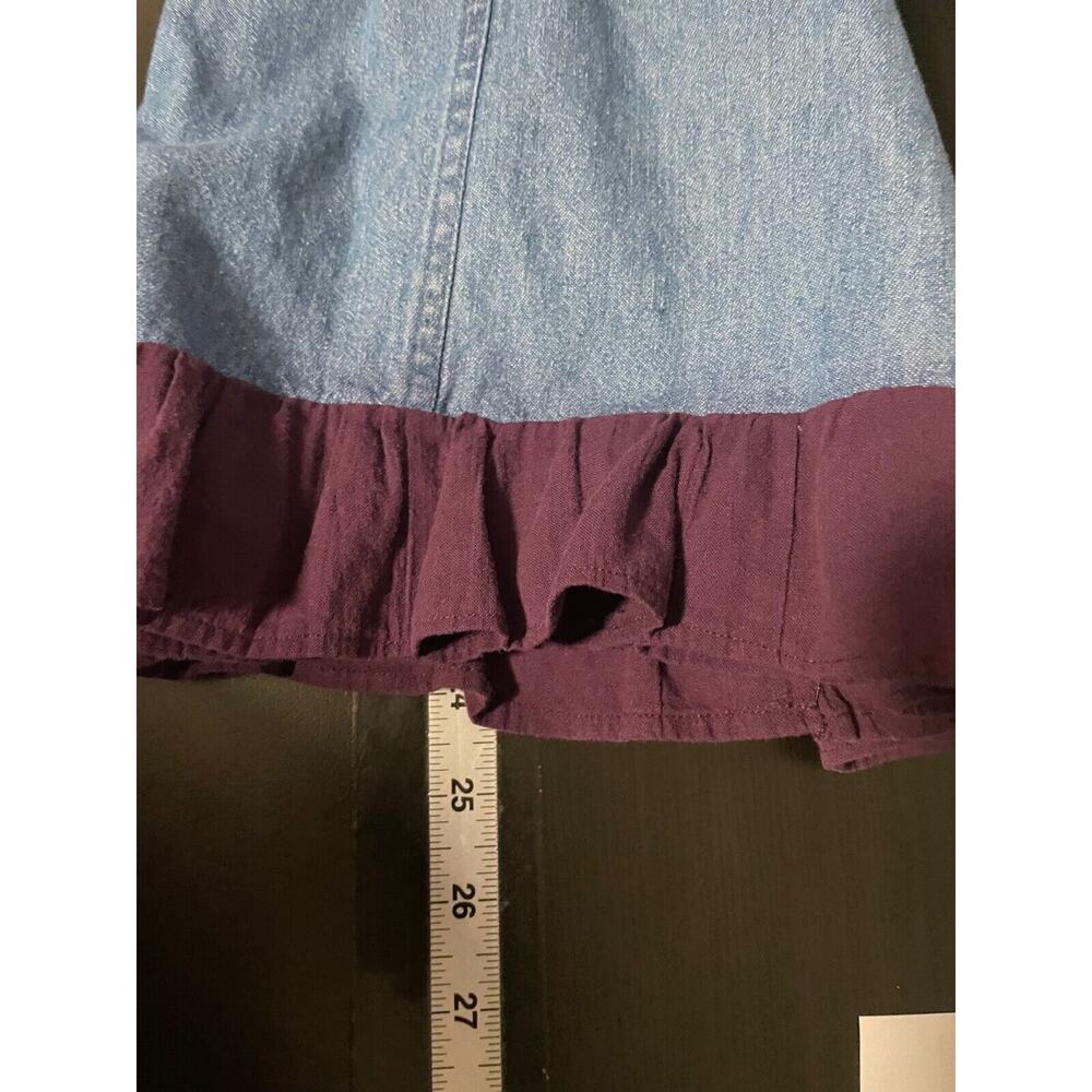 Vintage Just Class Womens Top Large Blue Denim Ruffle Button Up Western 80s FLAW - Picture 7 of 8
